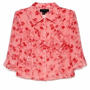 Vintage Dainty Silk Coquette Sheer Top Women Size 6 Floral Cottagecore Romantic